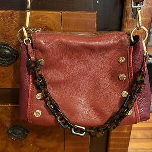 Hammitt Red Leather Shoulder Bag with Chain Detail